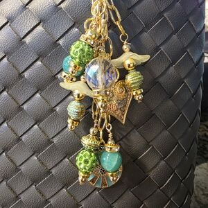 Elegant Gold and Green Handbag Charms/Keychain
